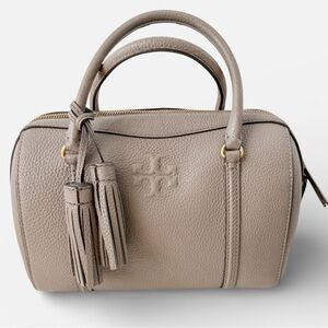 Tory Burch Taupe Thea Pebbled Leather Satchel